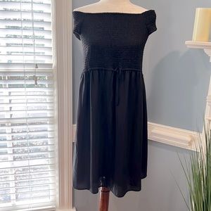 Octavia black maternity smocked chiffon lined dress